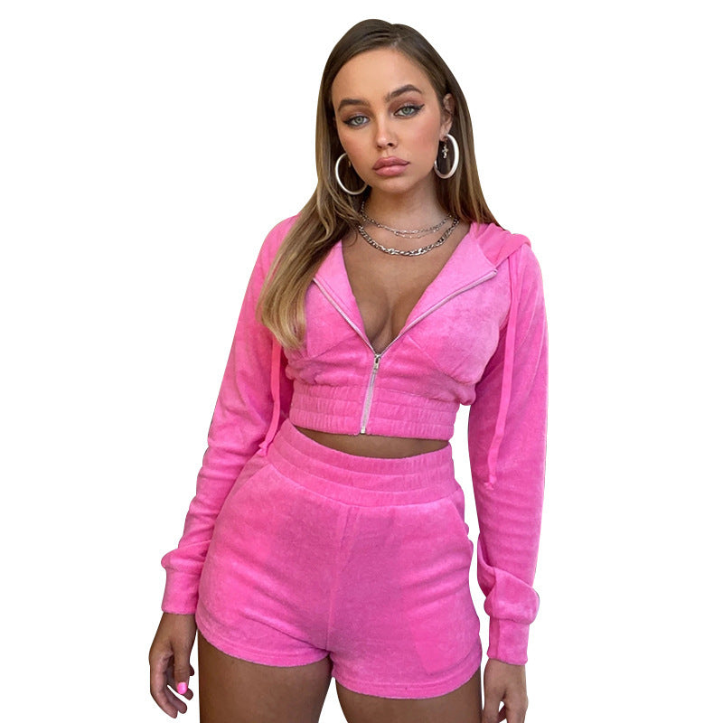 Ladies Suit Women's Two-Piece Hooded Long-Sleeved Tights
