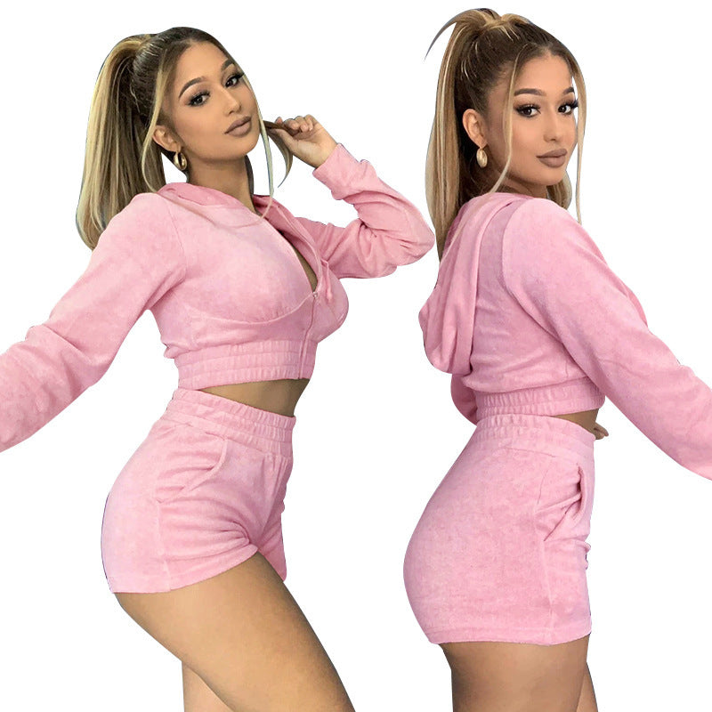 Ladies Suit Women's Two-Piece Hooded Long-Sleeved Tights