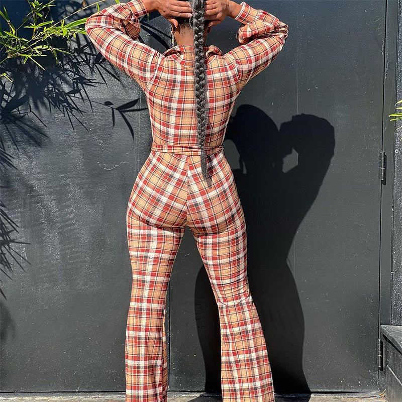 Women's Polyester Jumpsuit Autumn New Sexy Long Sleeve Printing