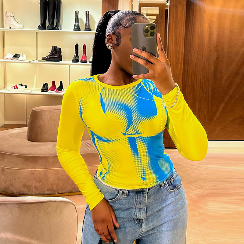 Personality Hipster Street Shot 3D Digital Printing Slim Top