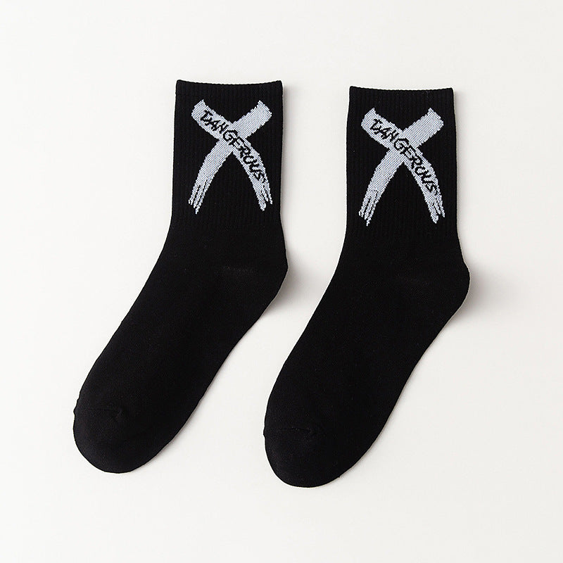 Tube Socks Black And White Checkerboard Sport Letters