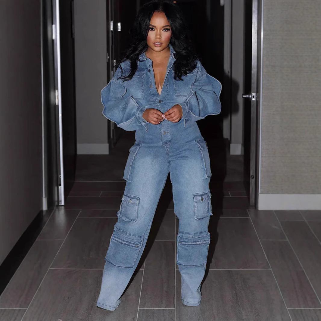 Draping Effect Straight-leg Pants Jumpsuit