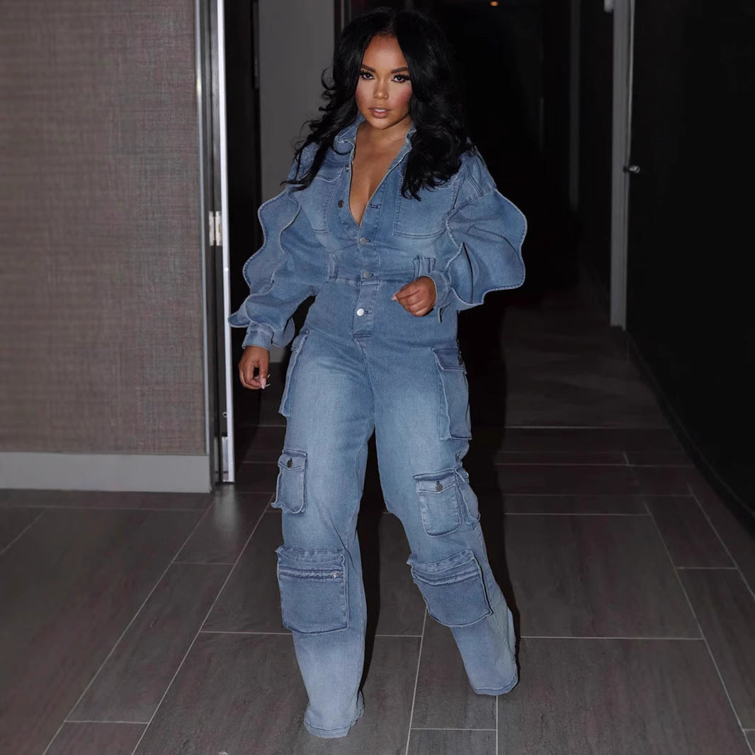 Draping Effect Straight-leg Pants Jumpsuit