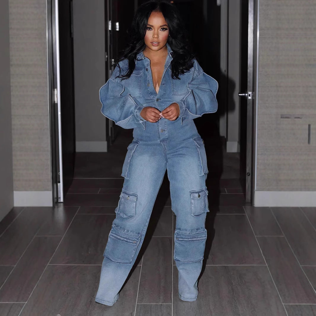 Draping Effect Straight-leg Pants Jumpsuit