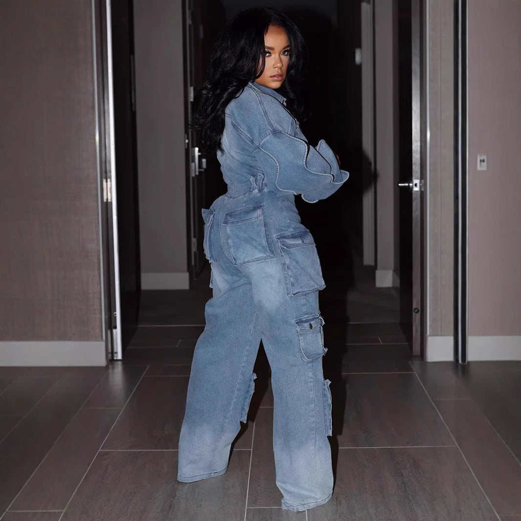 Draping Effect Straight-leg Pants Jumpsuit