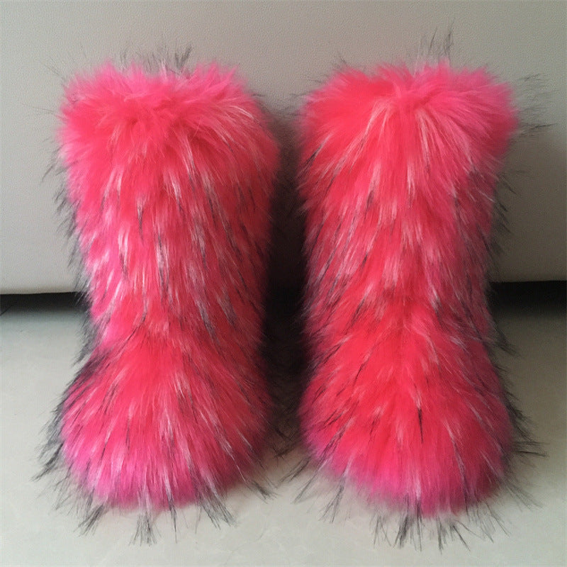 Raccoon Fox Fur Fur Snow Boots