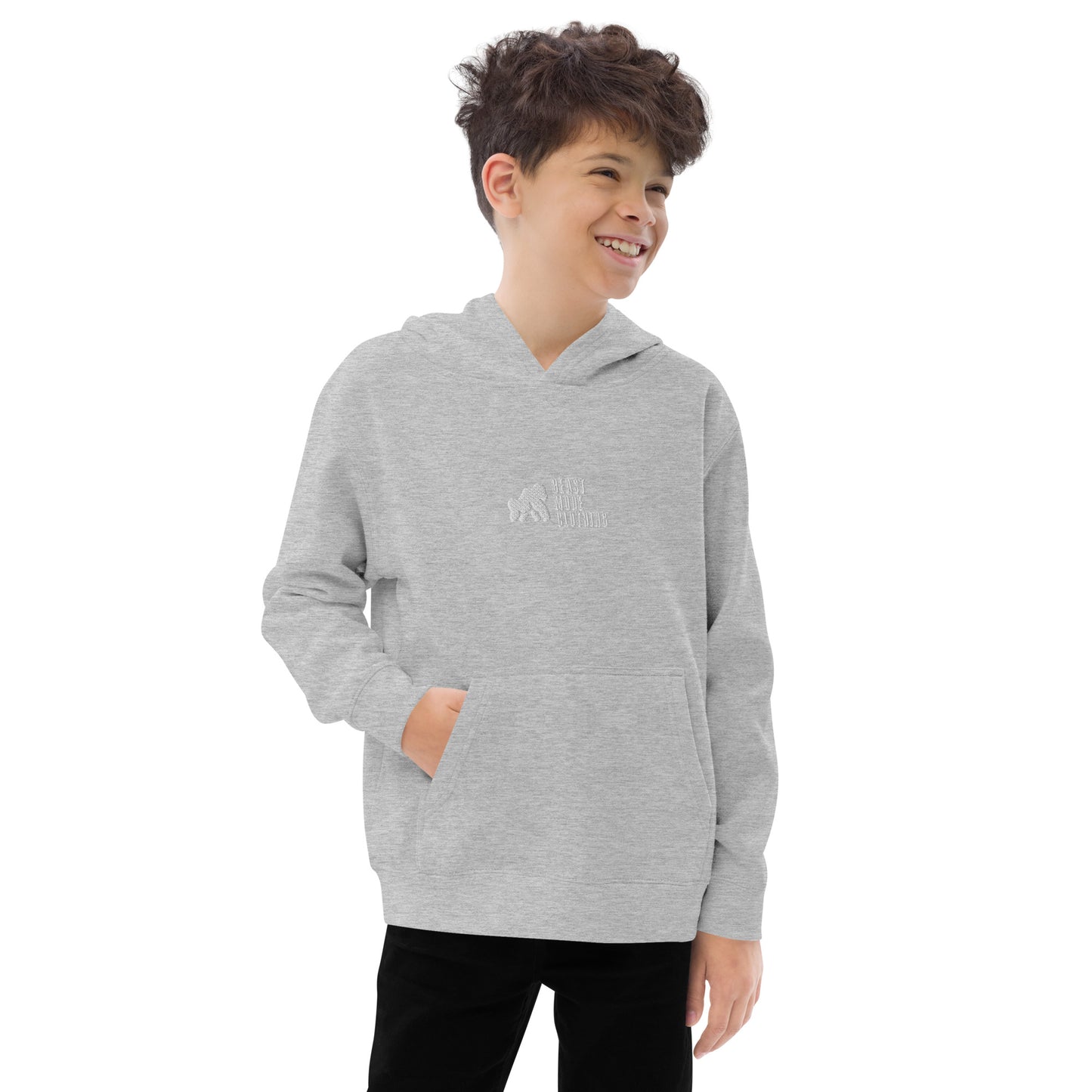 Kids fleece hoodie-Em wh