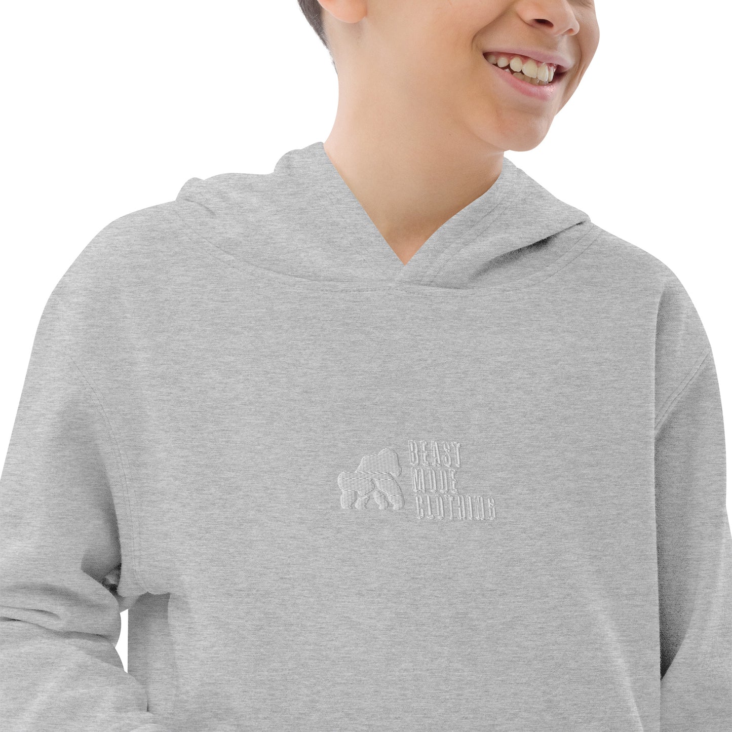 Kids fleece hoodie-Em wh