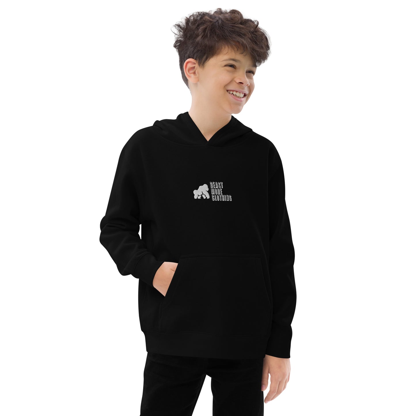 Kids fleece hoodie-Em wh