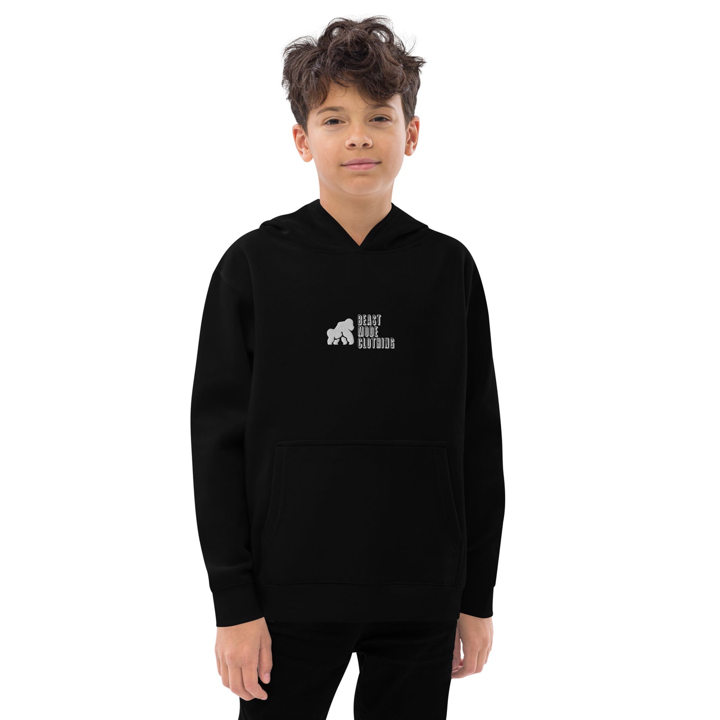 Kids fleece hoodie-Em wh