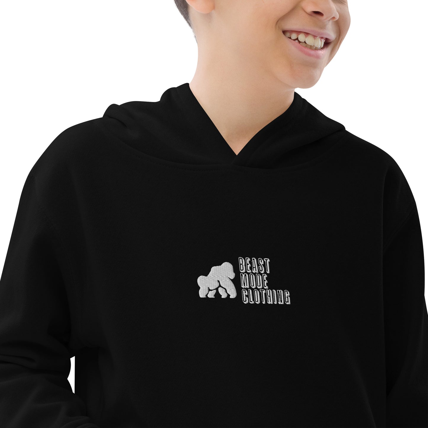 Kids fleece hoodie-Em wh