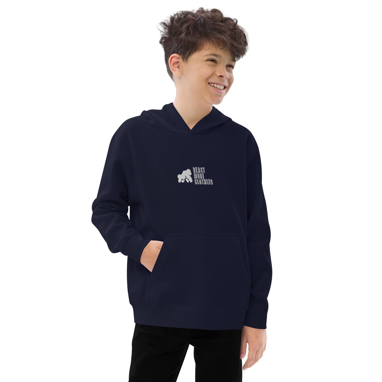 Kids fleece hoodie-Em wh