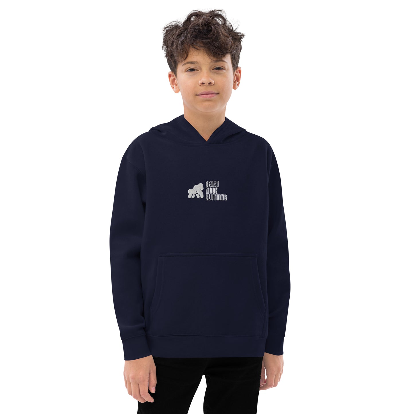 Kids fleece hoodie-Em wh