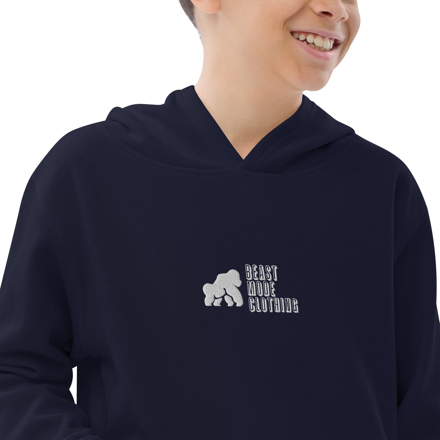Kids fleece hoodie-Em wh