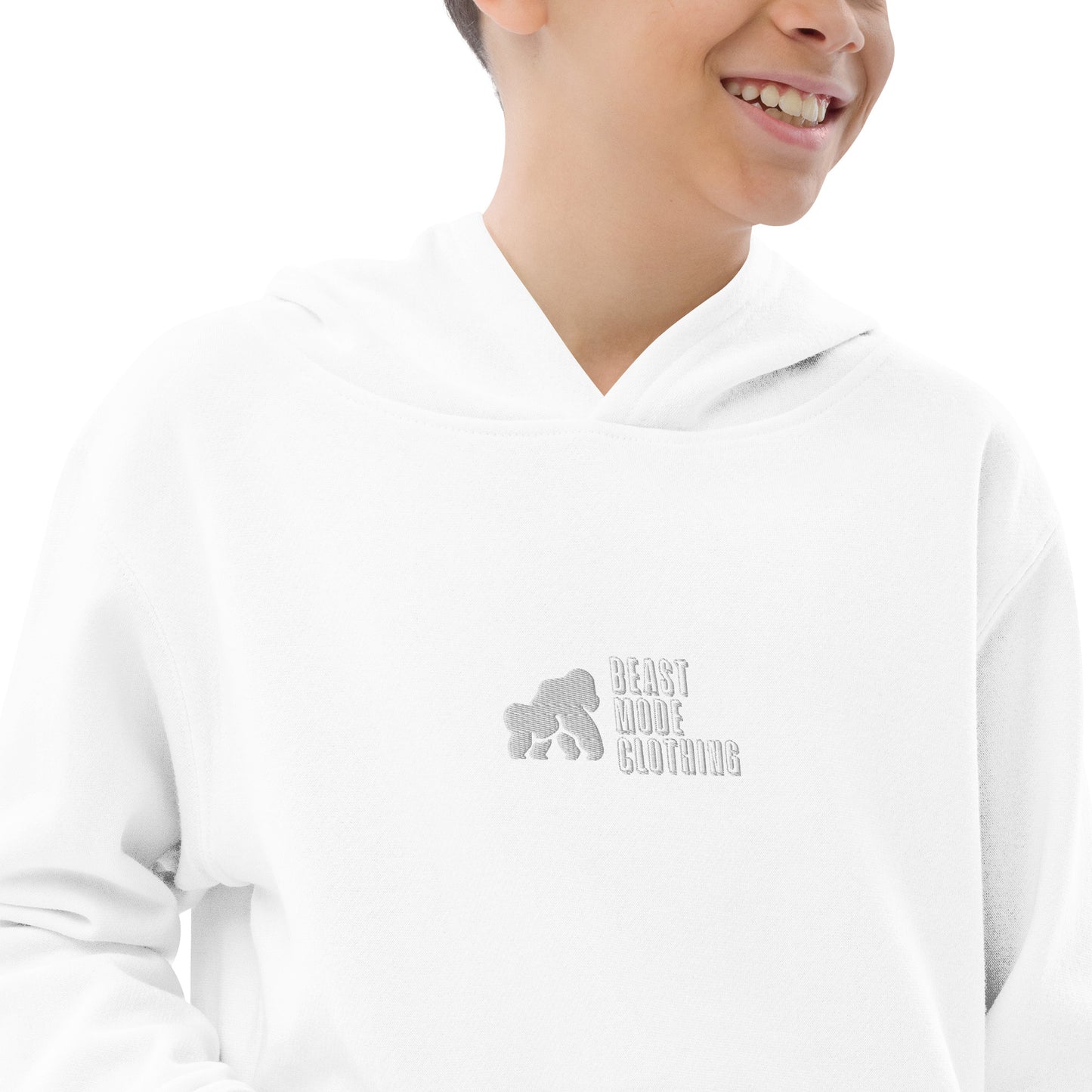 Kids fleece hoodie-Em wh