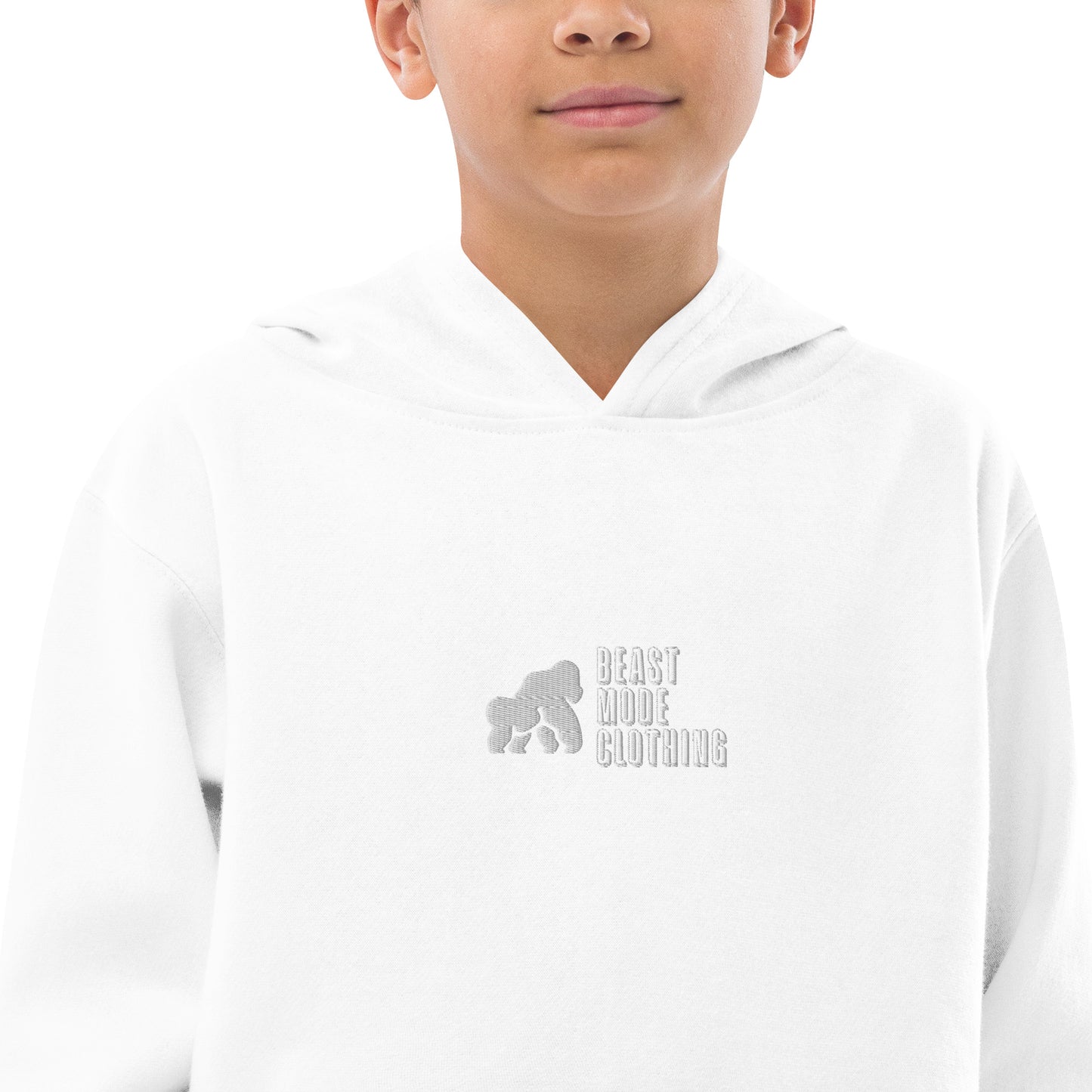Kids fleece hoodie-Em wh
