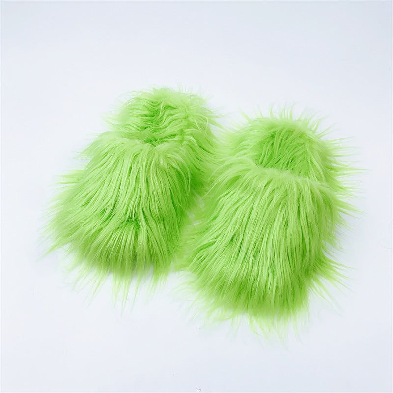 Home Slippers Sheep Long Hair Woolen Slipper
