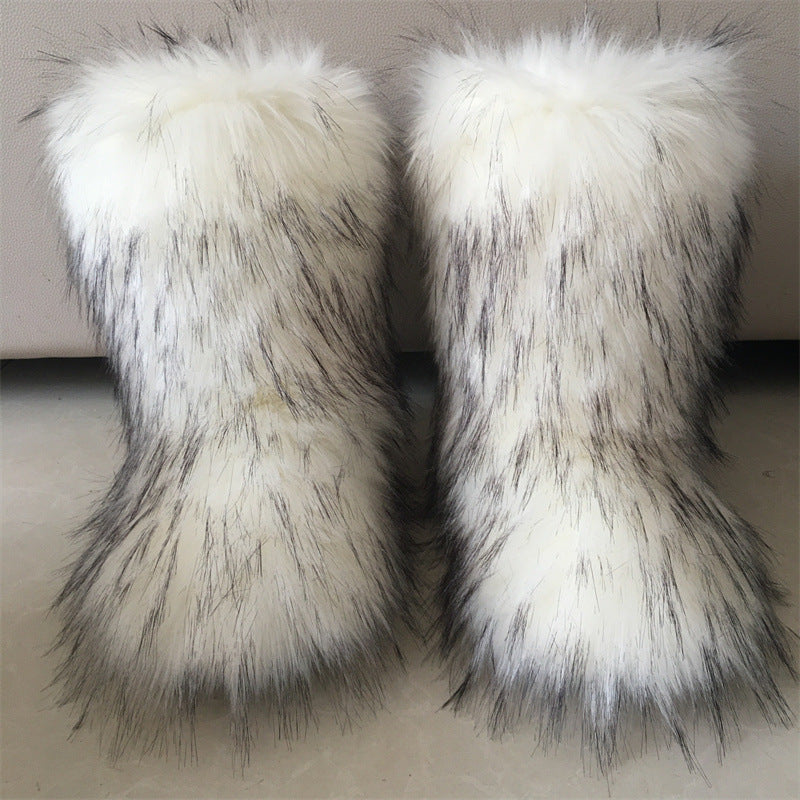 Raccoon Fox Fur Fur Snow Boots