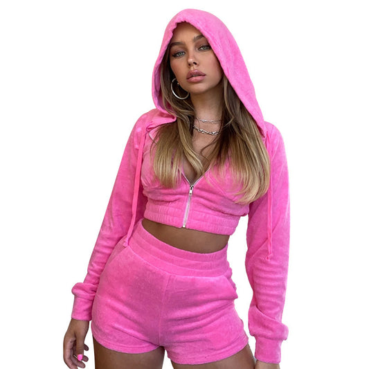 Ladies Suit Women's Two-Piece Hooded Long-Sleeved Tights