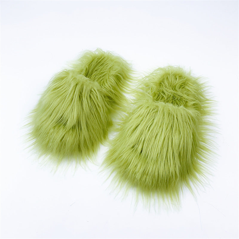 Home Slippers Sheep Long Hair Woolen Slipper