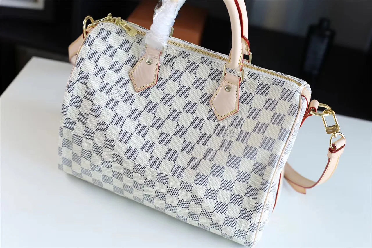 Speedy Bandoulière Damier Azur Canvas Women Handbag - Bag