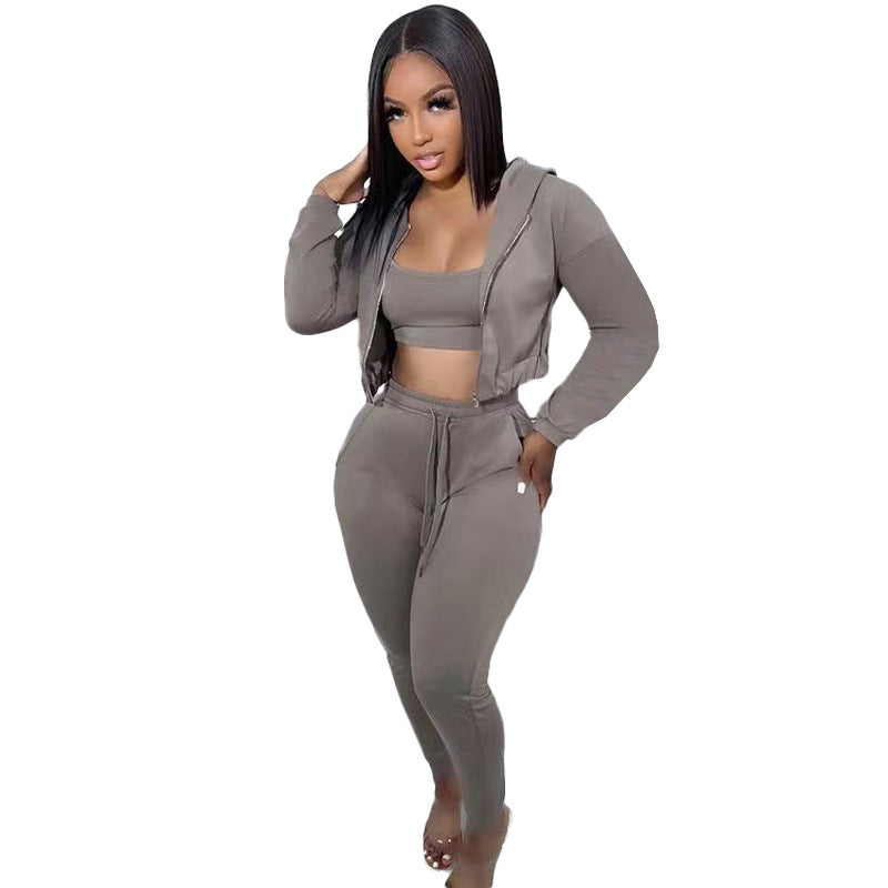 Women's Clothing Sweater Lycra Hooded Sports Suit