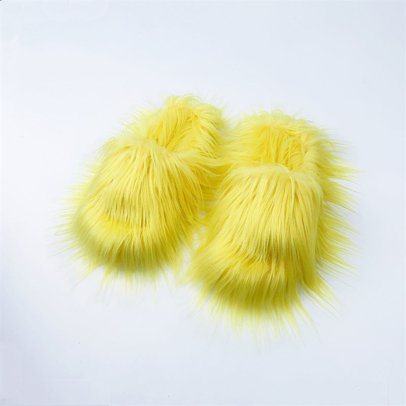 Home Slippers Sheep Long Hair Woolen Slipper
