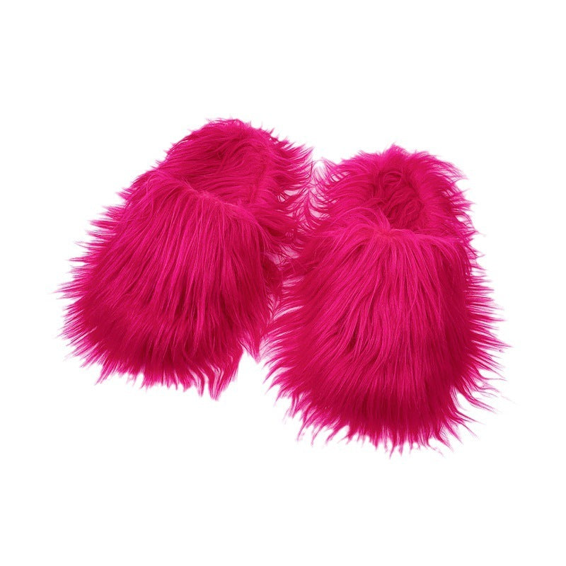 Home Slippers Sheep Long Hair Woolen Slipper