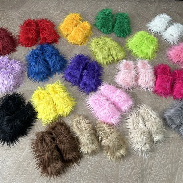 Home Slippers Sheep Long Hair Woolen Slipper